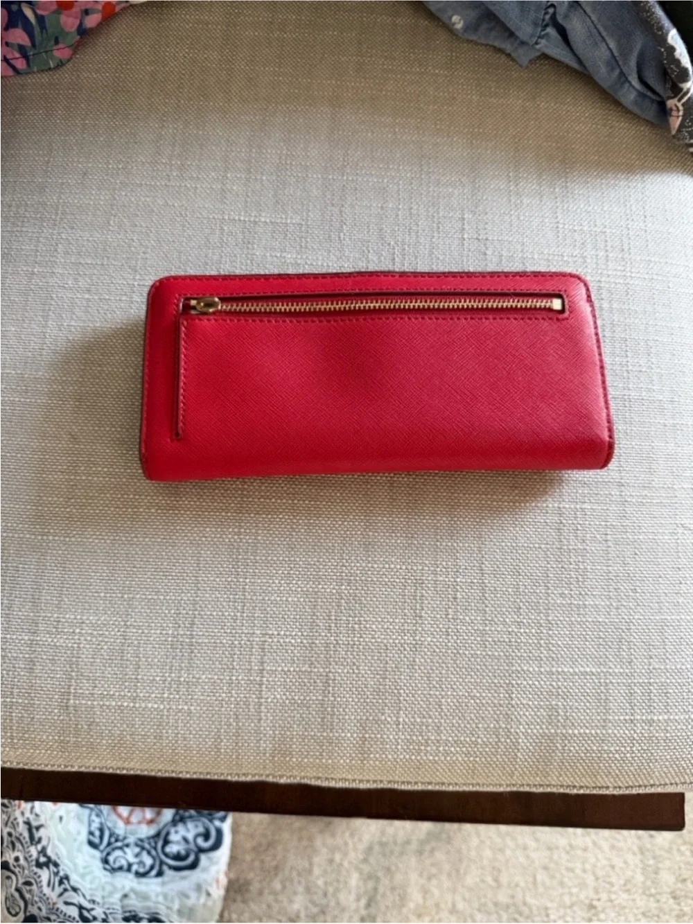 Tory Burch Red Zip-Around Continental Wallet with Gold Logo